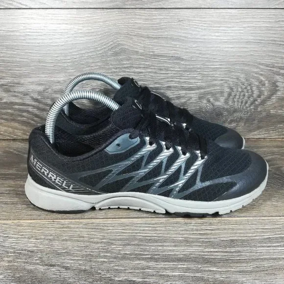 Merrell Bare Access Ultra Black Silver Running Shoes (J559582) Women's 8.5 - Picture 1 of 8